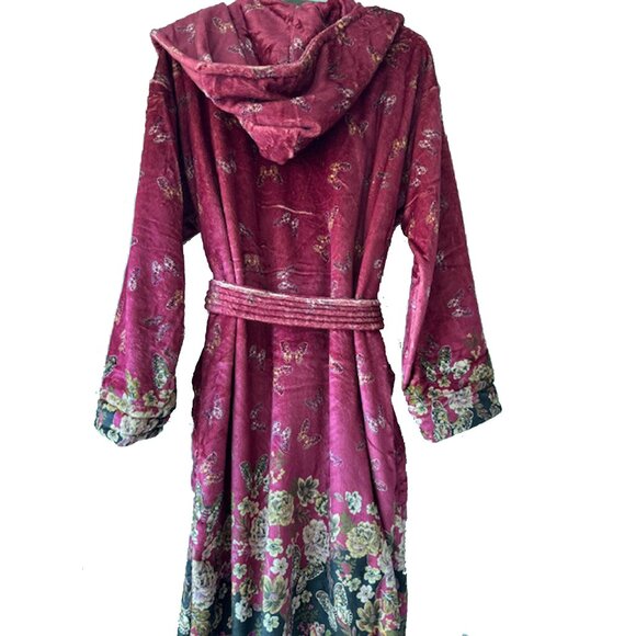 Johnny Was Karie Cozy Robe Floral Sleep Wear Home Lounge Flowers Winter Red NEW - Picture 7 of 7